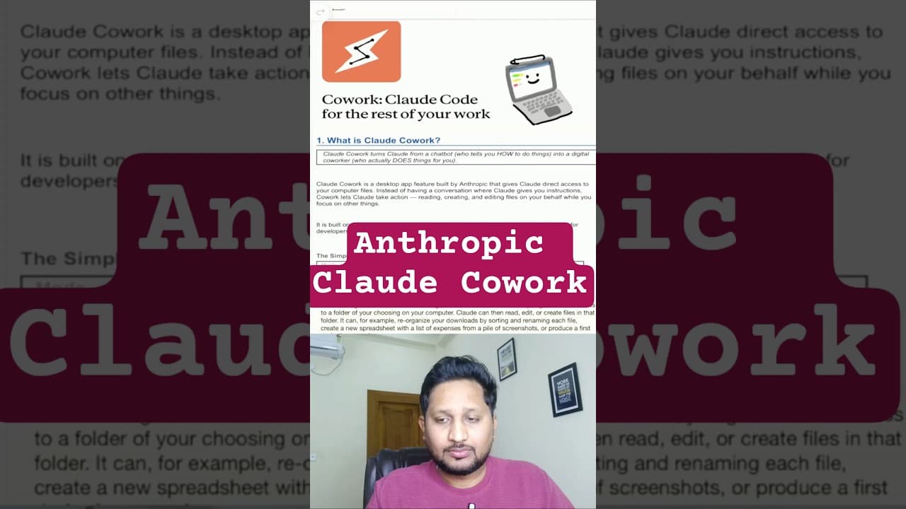 Part 1- Anthropic Claude Cowork is changing Enterprise AI 🔥(End of  SaaS?) #anthropic #claudecowork