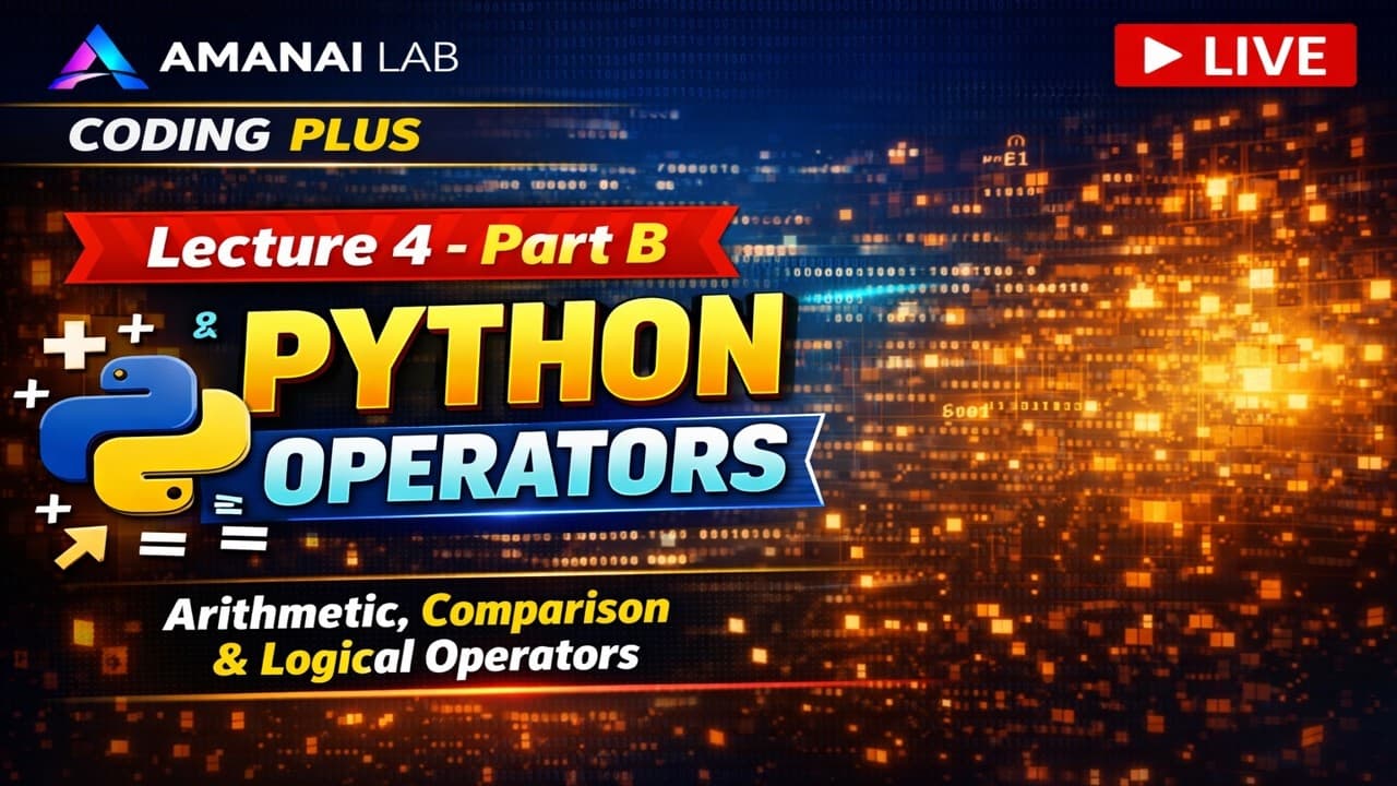 Live Lecture 4 – Part B 🔥 FAANG Asked Coding + Python Operators 🚀#AmanAILab #Python #CodingInterview