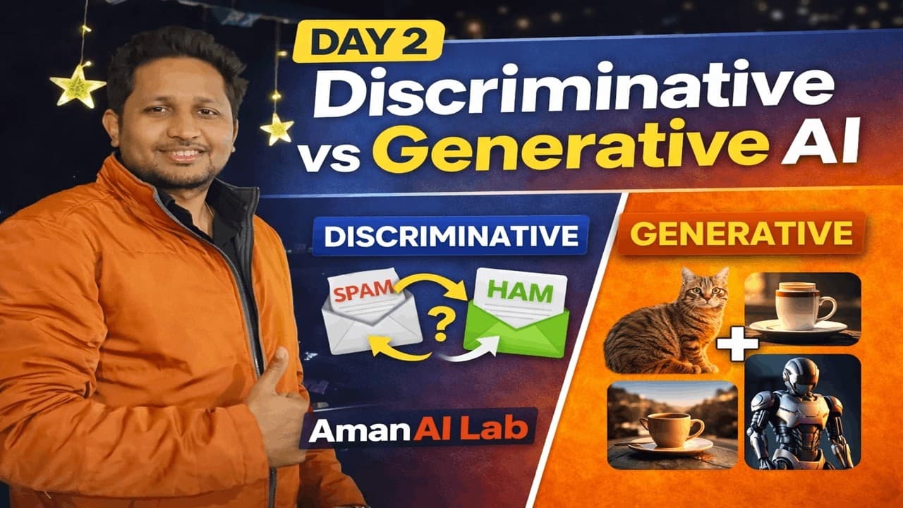 Day 2 — Discriminative vs Generative AI (Understand the Core of GenAI) | AmanAI Lab