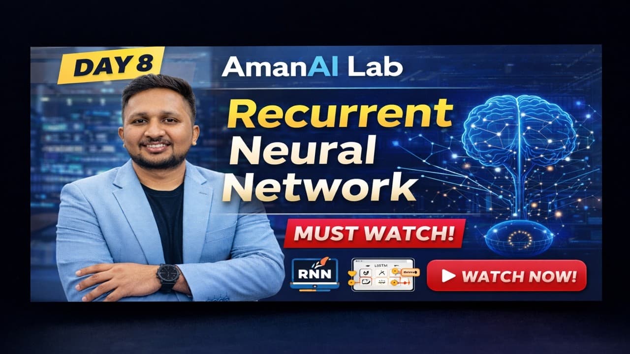 Day 8 - Recurrent Neural Network (RNN) Explained (Easy Explaining)| AmanAI Lab