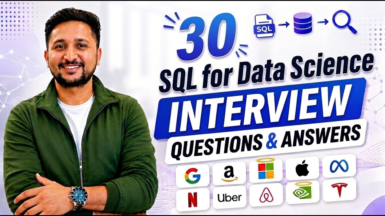 30 SQL for Data Science Interview Questions & Answers (Window Functions, CTEs, Cohort Analysis)