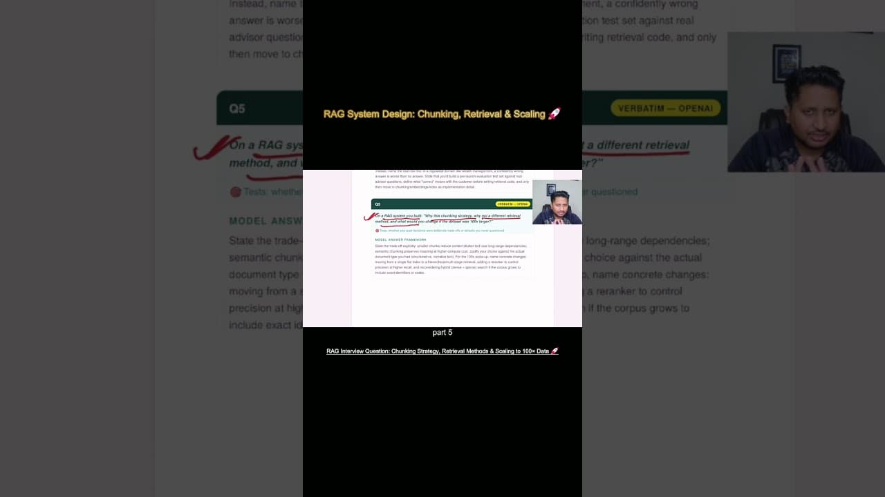 RAG Interview Question: Chunking Strategies, Retrieval Methods & Scaling to 100x Data |  #coding